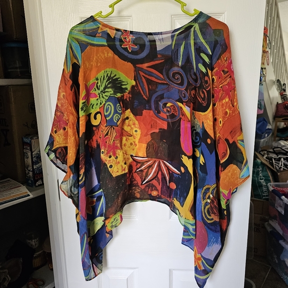 Chico's Rainbow Abstract Vintage Y2k Silk Flowy Top - Picture 2 of 11